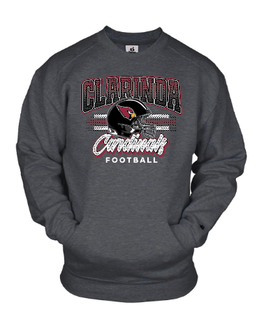 CLARINDA FOOTBALL POCKETED CREWNECK SWEATSHIRT - BADGER
