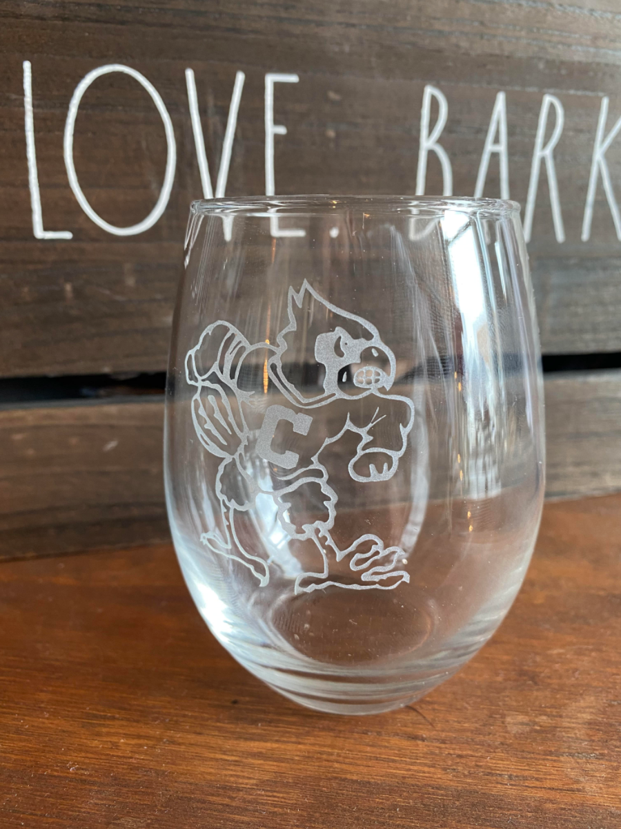 Cocky Cardinal Stemless Wine Glass Main Street Designs